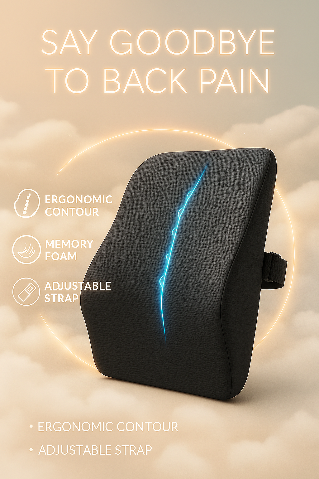 Adline Comfort Lumbar Support Memory Foam Backrest